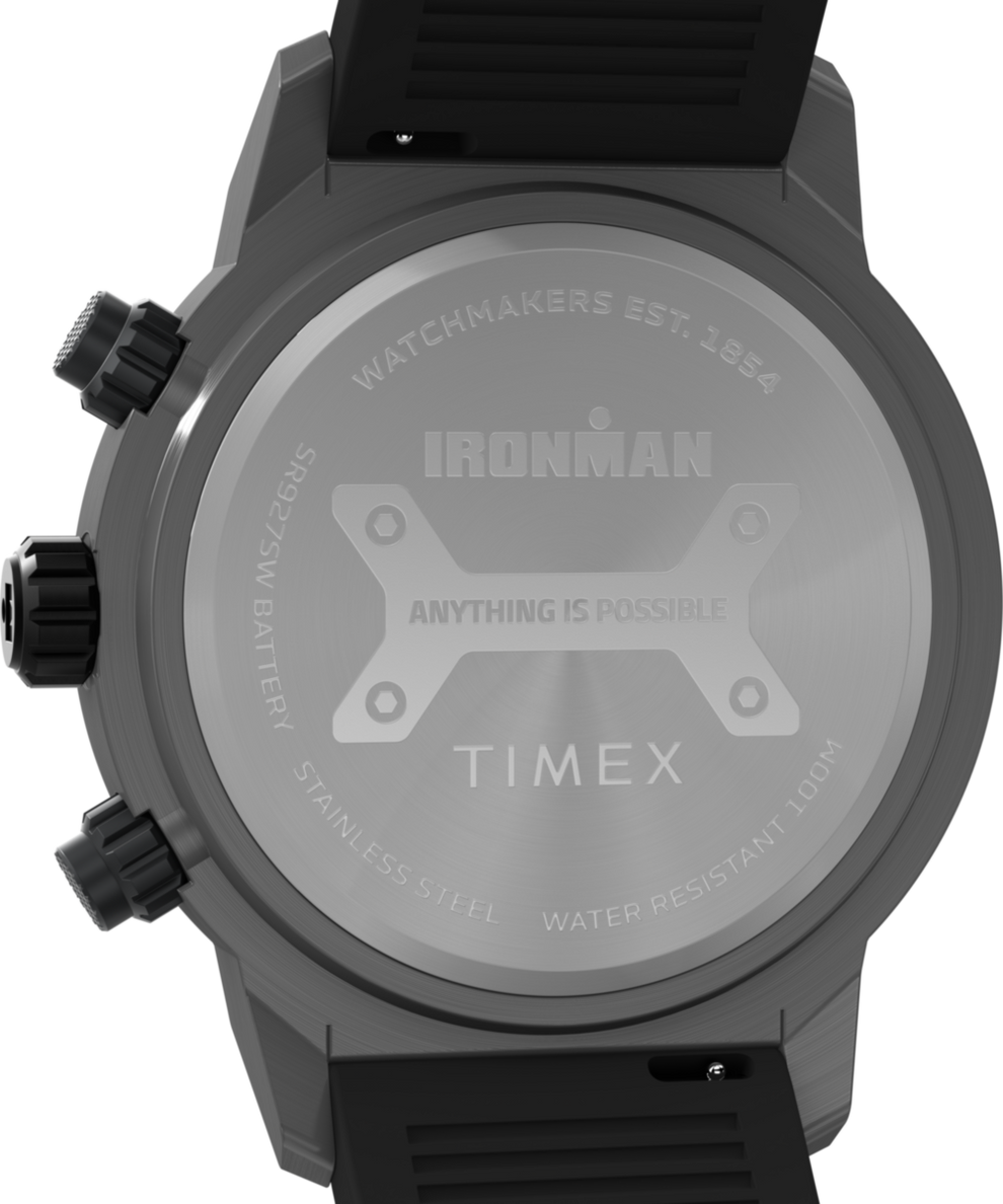 TW2Y01900 TIMEX® IRONMAN® Challenger Chronograph 44mm Silicone Strap Watch Caseback Image