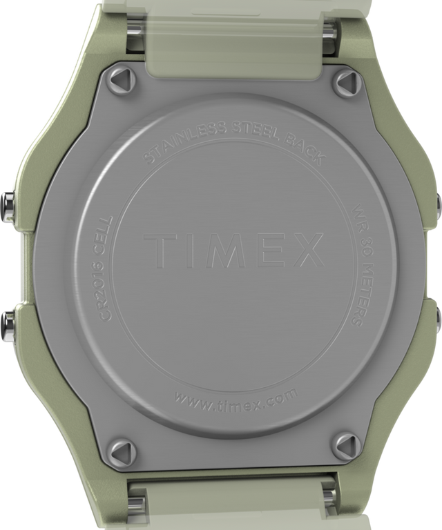 TW2Y02600 Timex T80 Glow in the Dark 34mm Resin Strap Watch Caseback Image