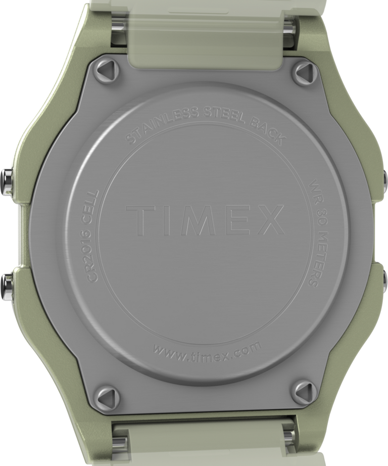 TW2Y02600 Timex T80 Glow in the Dark 34mm Resin Strap Watch Caseback Image