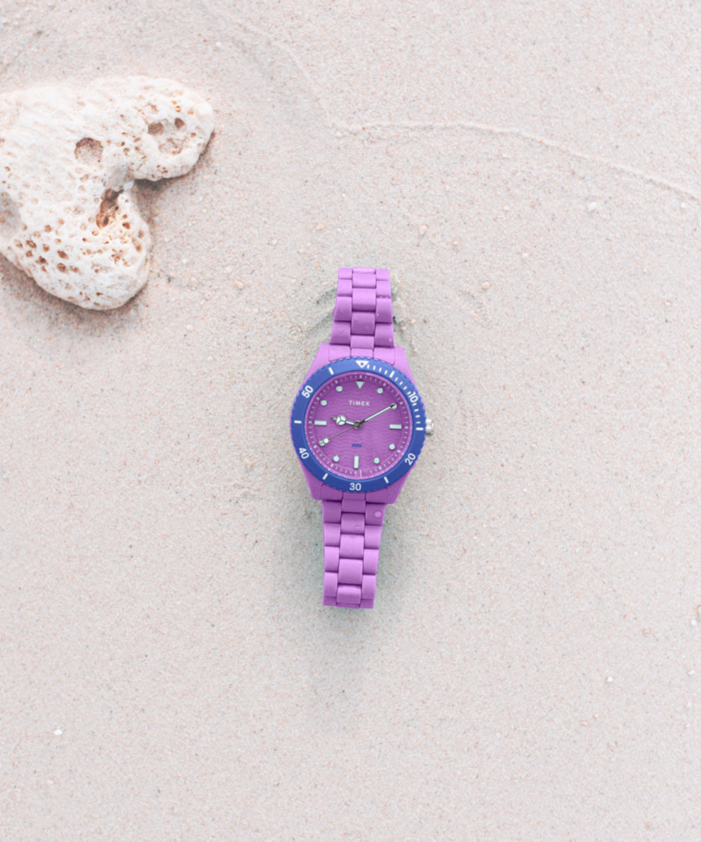 TW2Y04800 Timex Legacy #tide™ 37mm Recycled Plastic Bracelet Watch Campaign Key Silhouettes (Beauty shots) Image