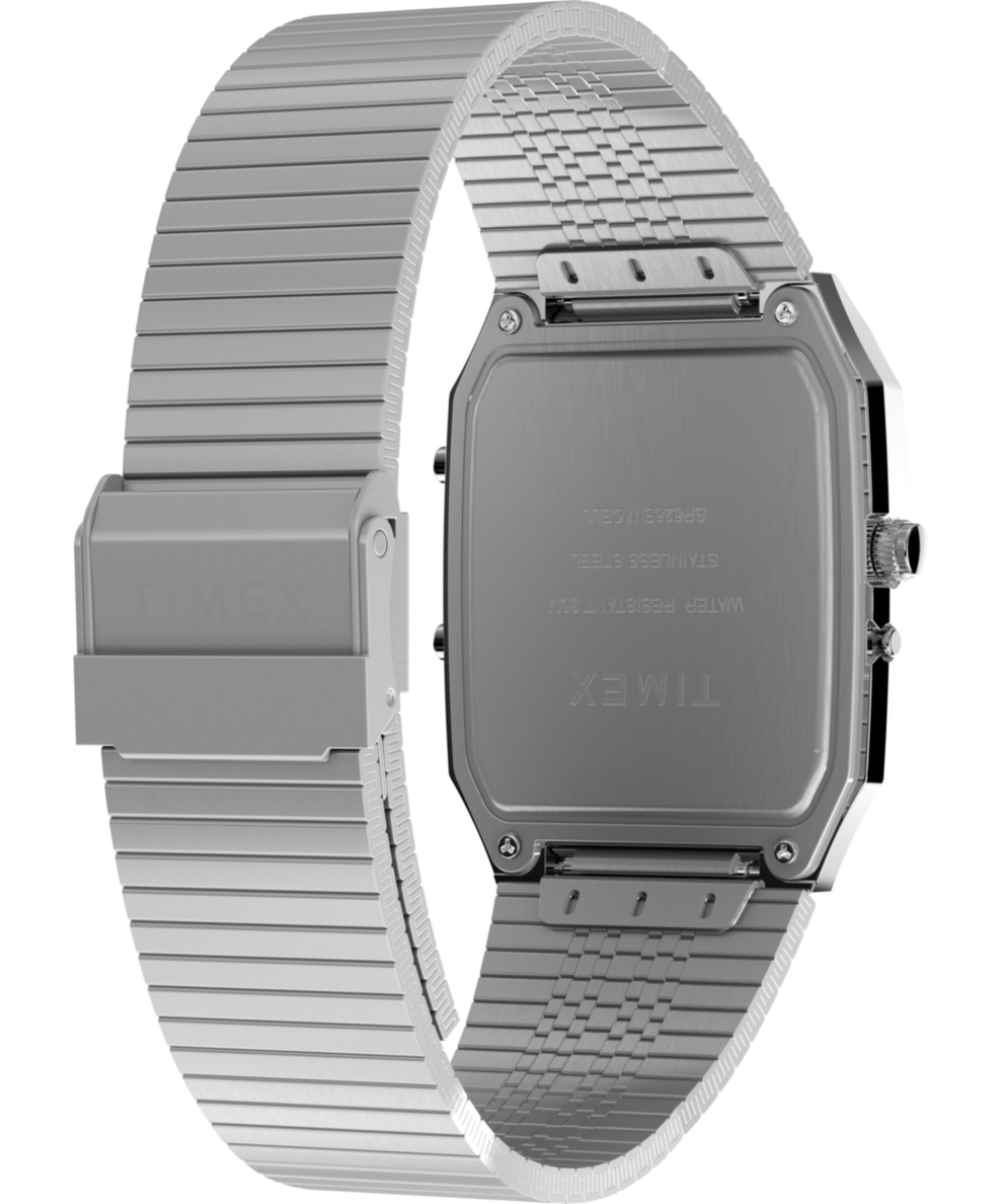 TW2Y05900 Q Timex® 1982 Ana-Digi Reissue 33mm Stainless Steel Bracelet Watch  Caseback with Attachment Image