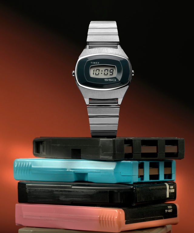 TW2Y06100 Q Timex® 1975 SSQ Digital Reissue 38mm Stainless Steel Bracelet Watch Collab Additional Image