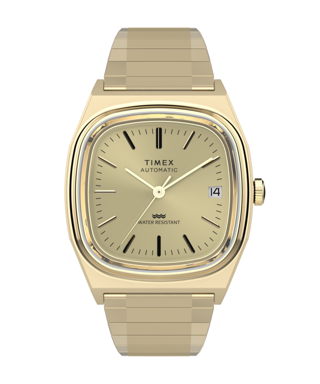 TW2Y07200 Timex® Automatic 1983 E Line Reissue 34mm Gold-Tone Expansion Band Watch Primary Image