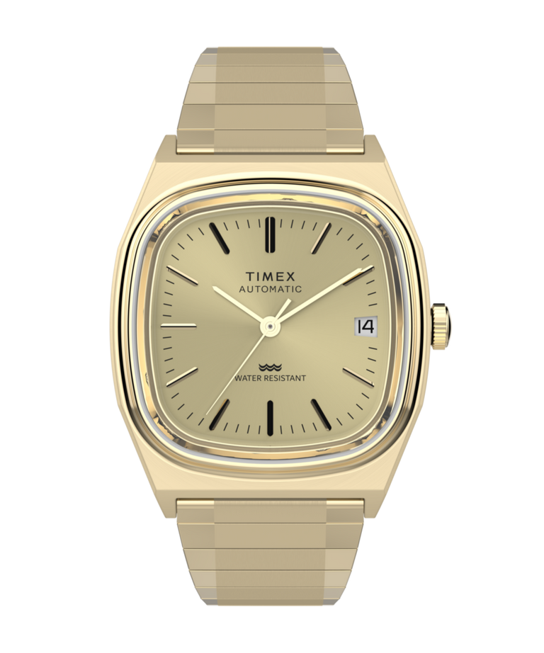 TW2Y07200 Timex® Automatic 1983 E Line Reissue 34mm Gold-Tone Expansion Band Watch Primary Image