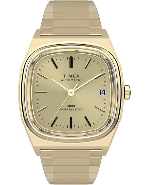 TW2Y07200 Timex® Automatic 1983 E Line Reissue 34mm Gold-Tone Expansion Band Watch Primary Image