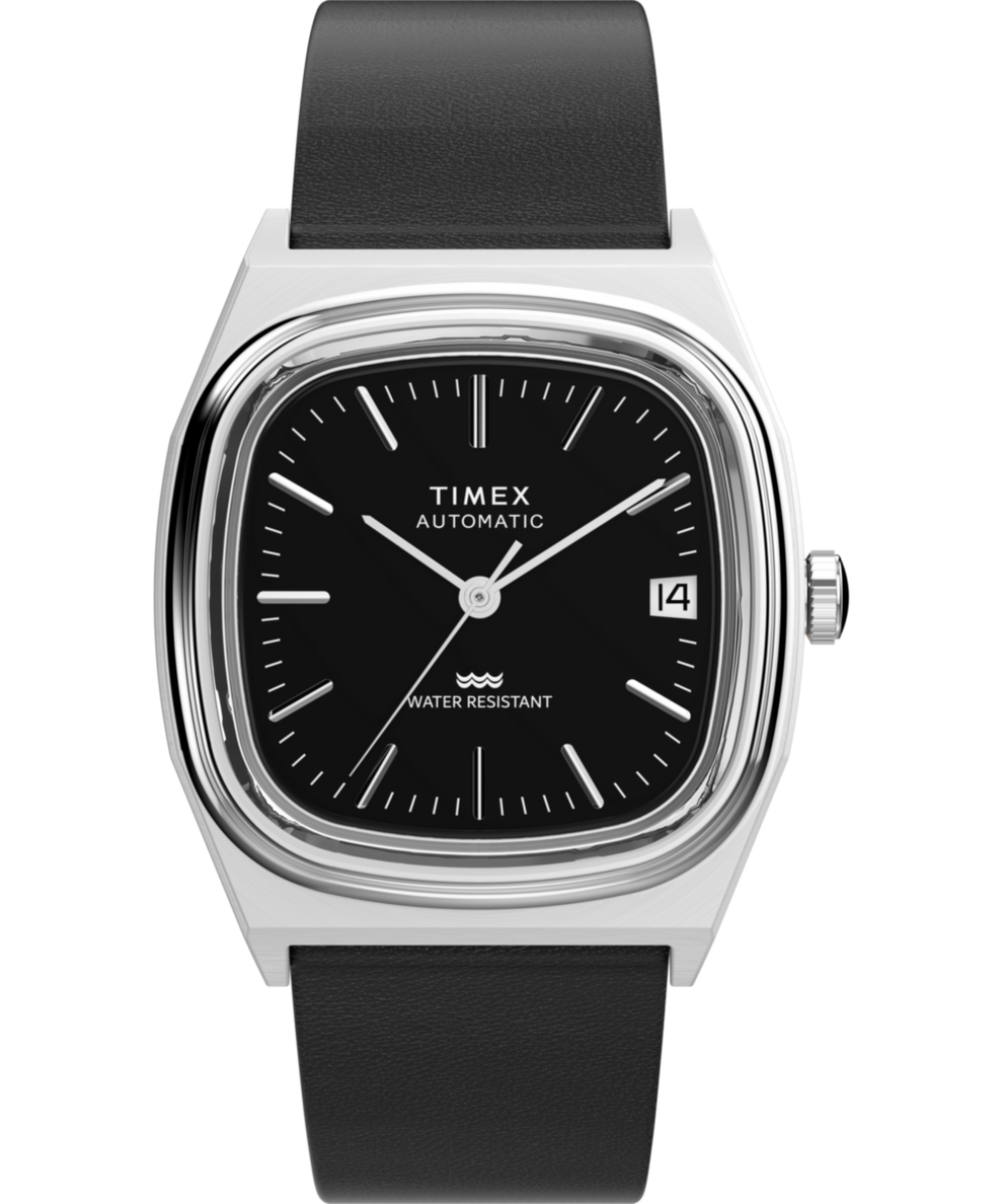 TW2Y07500 Timex® Automatic 1983 E Line 34mm Leather Strap Watch Primary Image