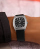 TW2Y07500 Timex® Automatic 1983 E Line 34mm Leather Strap Watch Primary Wrist Image