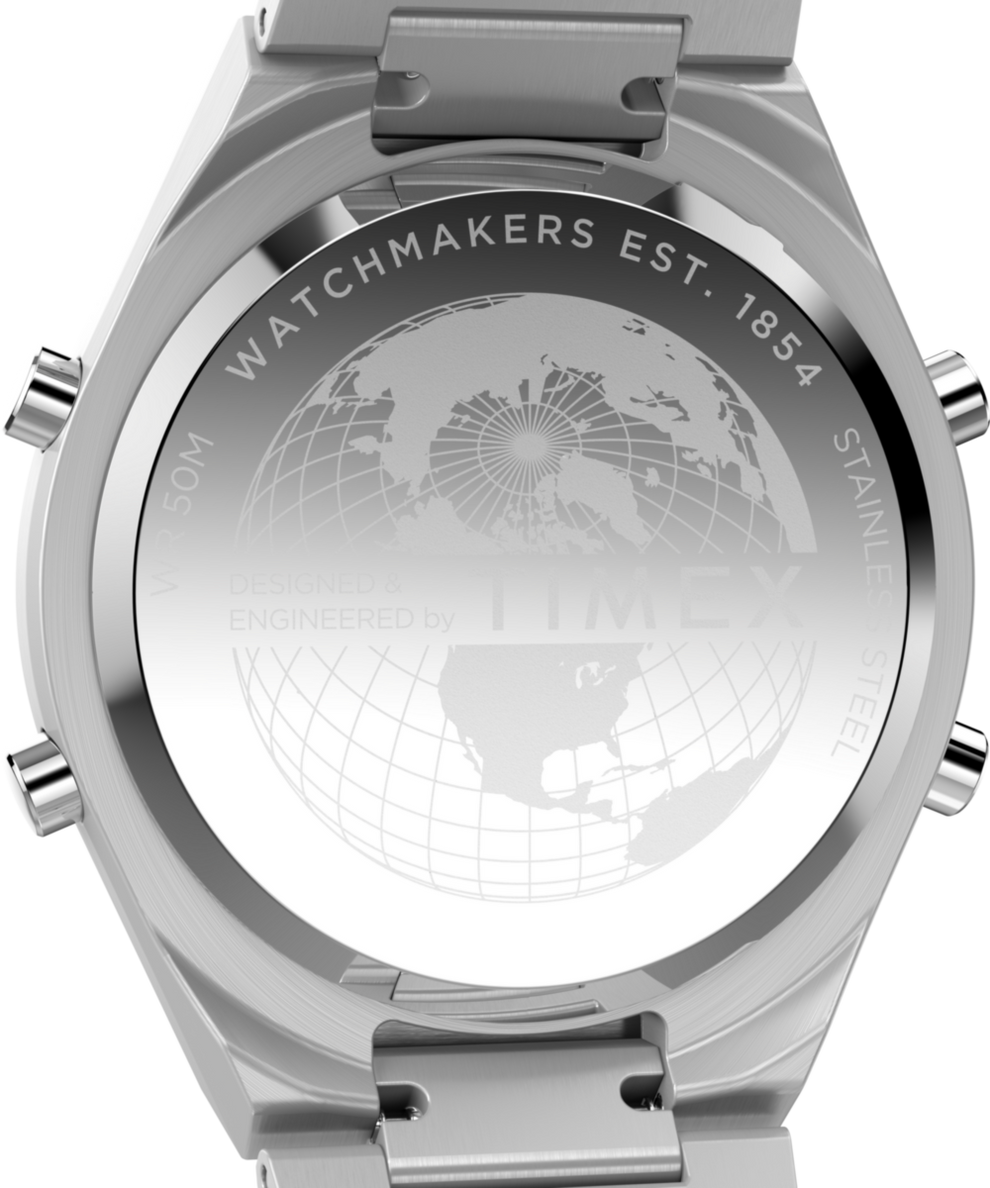 TW2Y09800 Q Timex® Q80 Continental 39mm Stainless Steel Bracelet Watch Caseback Image