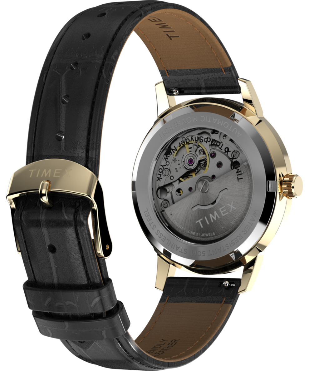 TW2Y10400 Timex x Todd Snyder Marlin® Automatic 38mm Leather Strap Watch Caseback with Attachment Image