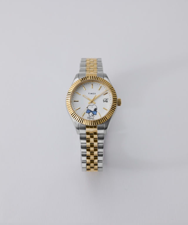 TW2Y11100 Peanuts® x Timex Legacy Bowtie 34mm Stainless Steel Bracelet Watch Campaign Key Silhouettes (Beauty shots) Image