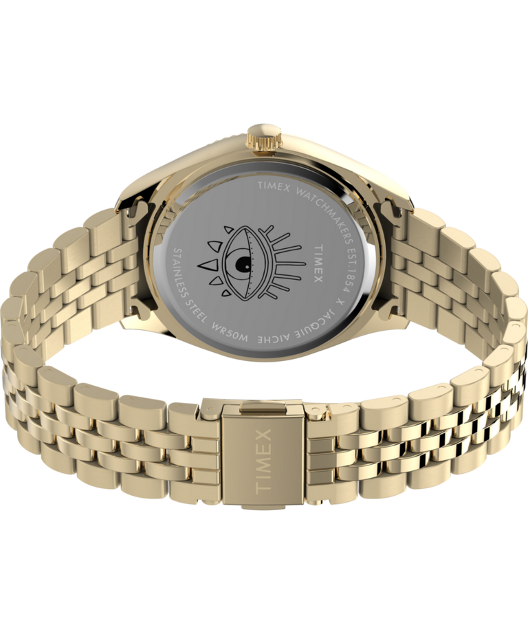 TW2Y11400 Timex x Jacquie Aiche 36mm Stainless Steel Bracelet Watch Caseback with Attachment Image