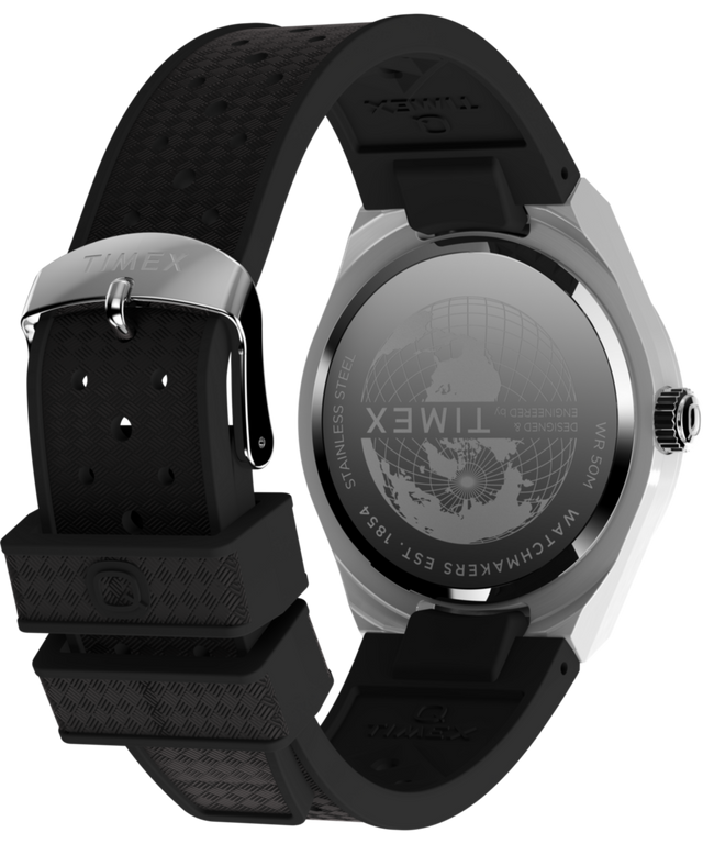 TW2Y12200 Q Timex® Continental GMT 39mm Synthetic Rubber Strap Watch  Caseback with Attachment Image