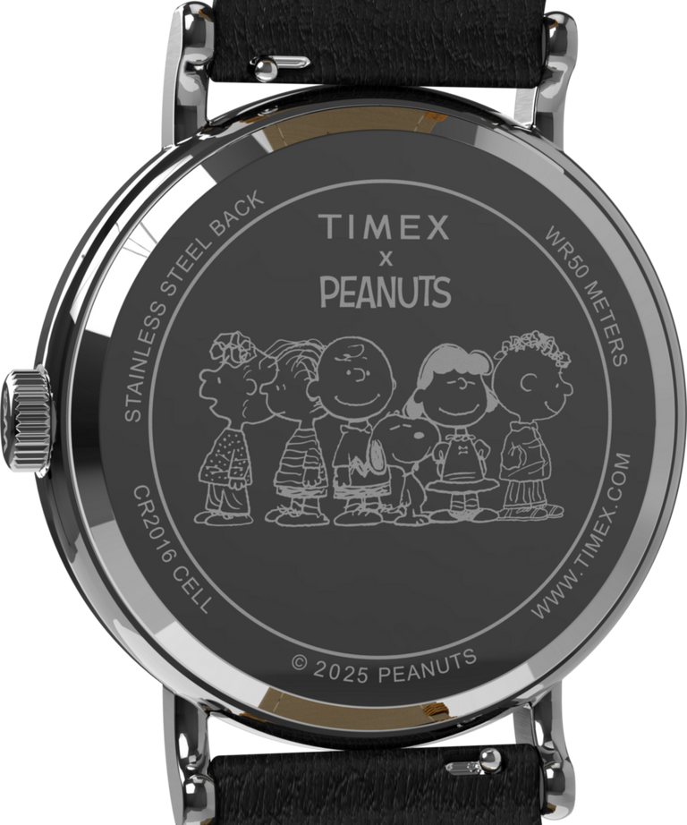 TW2Y12300 Peanuts® x Timex Weekender Pumpkin Dial 40mm Leather Strap Watch Caseback Image