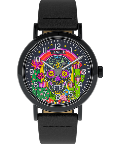 TW2Y15900 Timex Weekender Day of the Dead 40mm Leather Strap Watch Primary Image