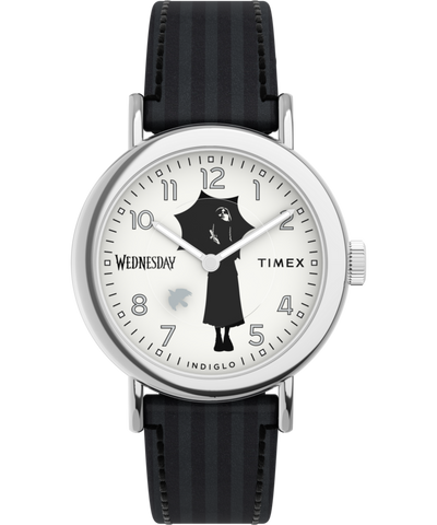 TW2Y19400 Timex x Wednesday Weekender 37mm Leather Strap Watch Primary Image