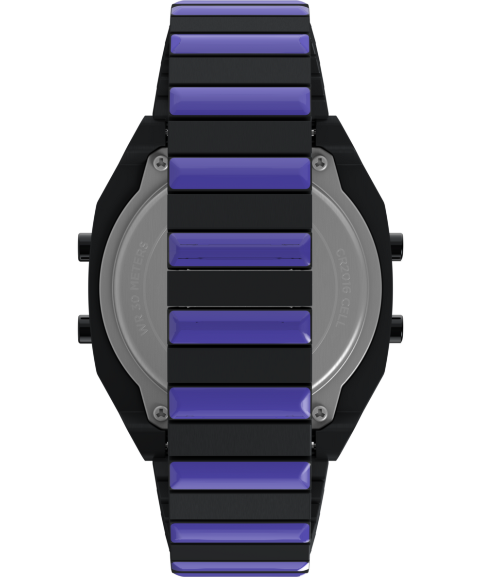 TW2Y19500 Timex x Wednesday T80 36mm Stainless Steel Black and Purple Expansion Band Watch Strap Image