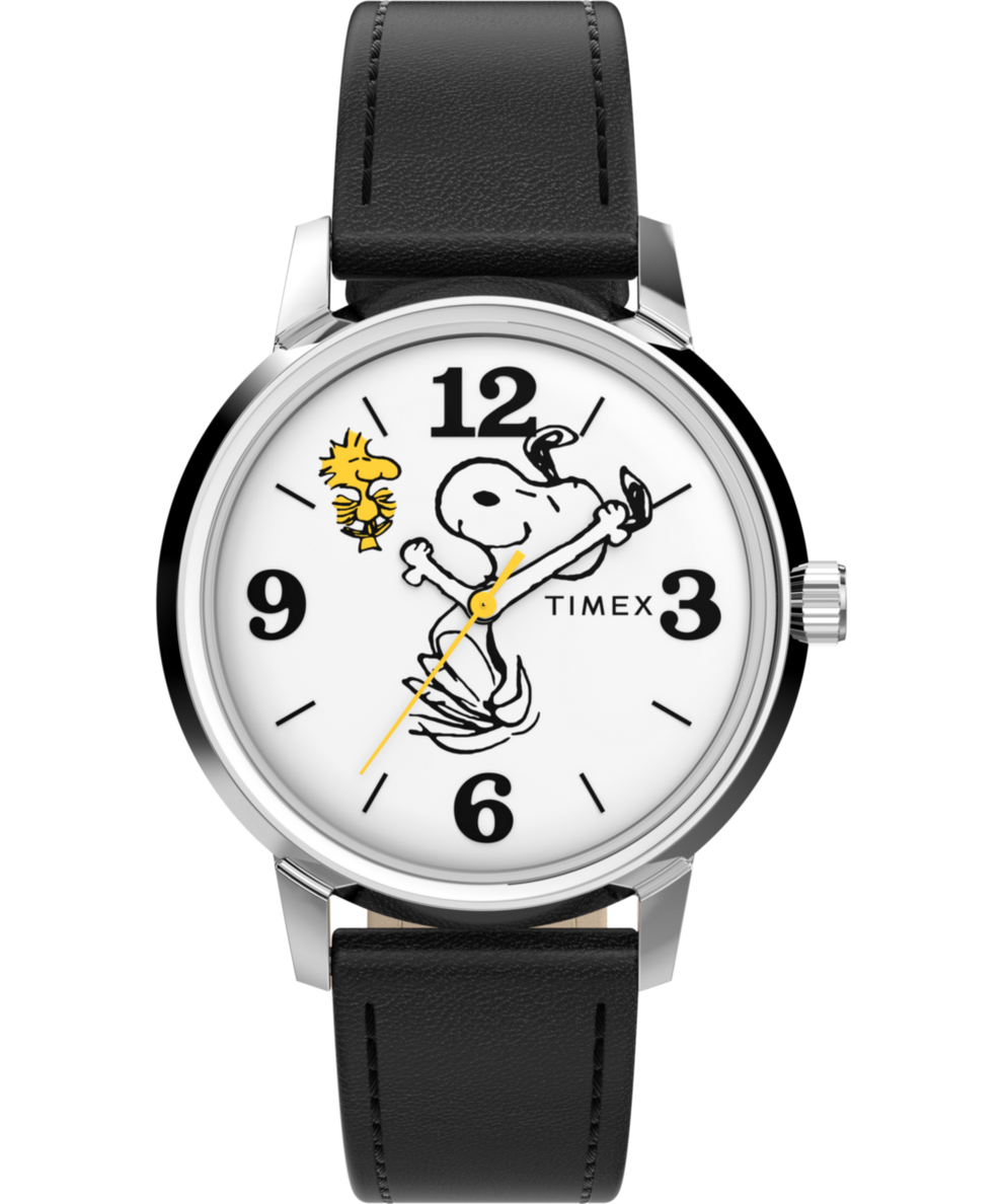 TW2Y19900 Timex x Peanuts® Marlin® 75th Anniversary Edition 38mm Leather Strap Watch  Primary Image