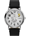 TW2Y31000 Timex x Peanuts® Weekender Snoopy Dancing 38mm Leather Strap Watch Primary Image
