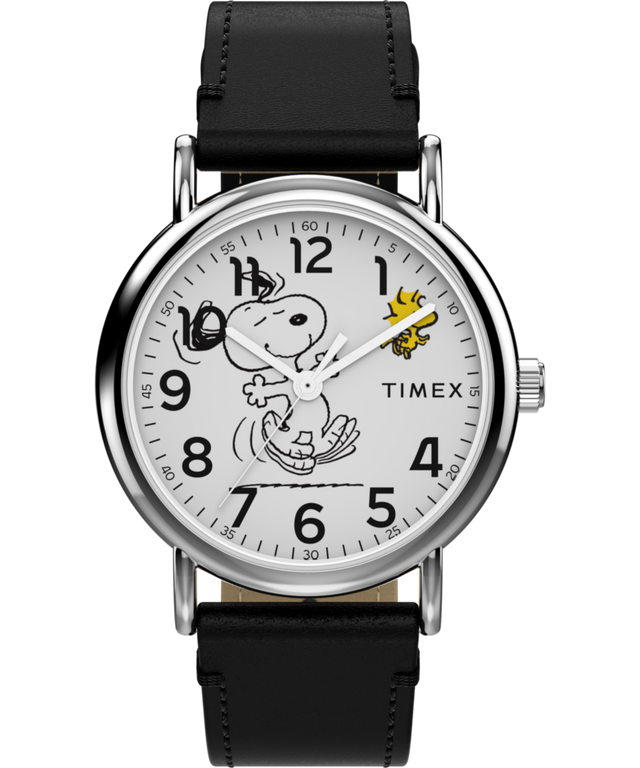 TW2Y31000 Peanuts® x Timex Weekender Snoopy Dancing 38mm Leather Strap Watch Primary Image