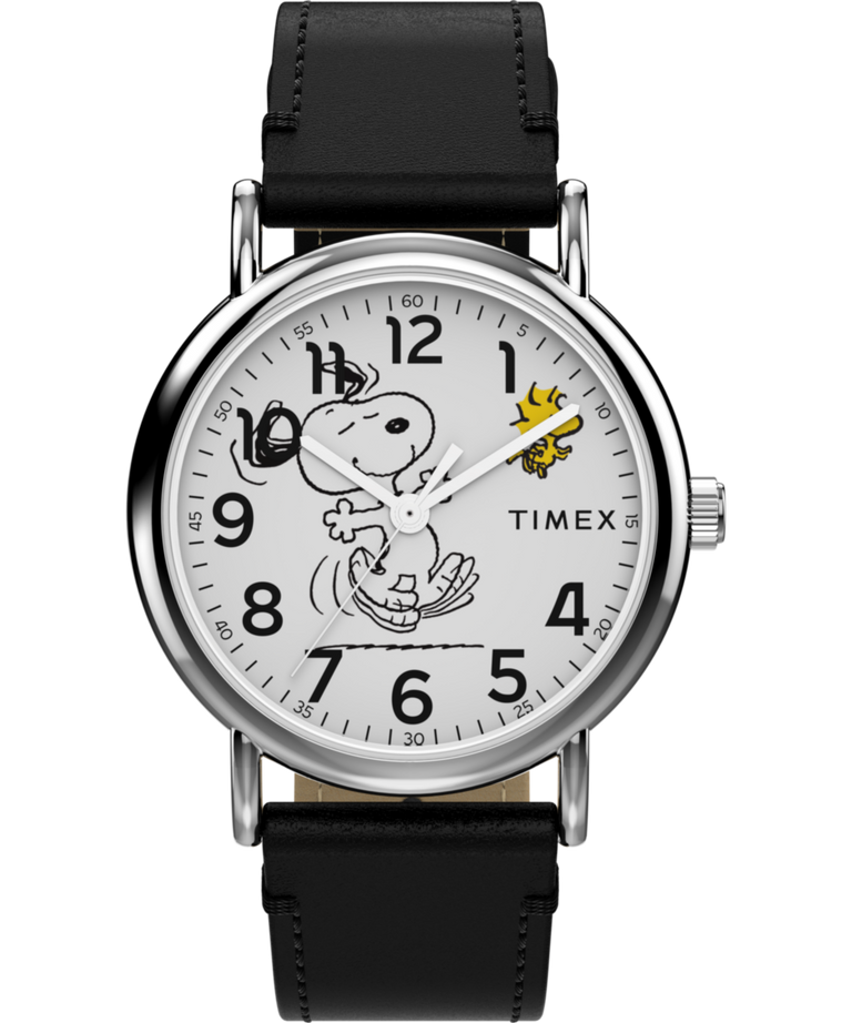 TW2Y31000 Peanuts® x Timex Weekender Snoopy Dancing 38mm Leather Strap Watch Primary Image