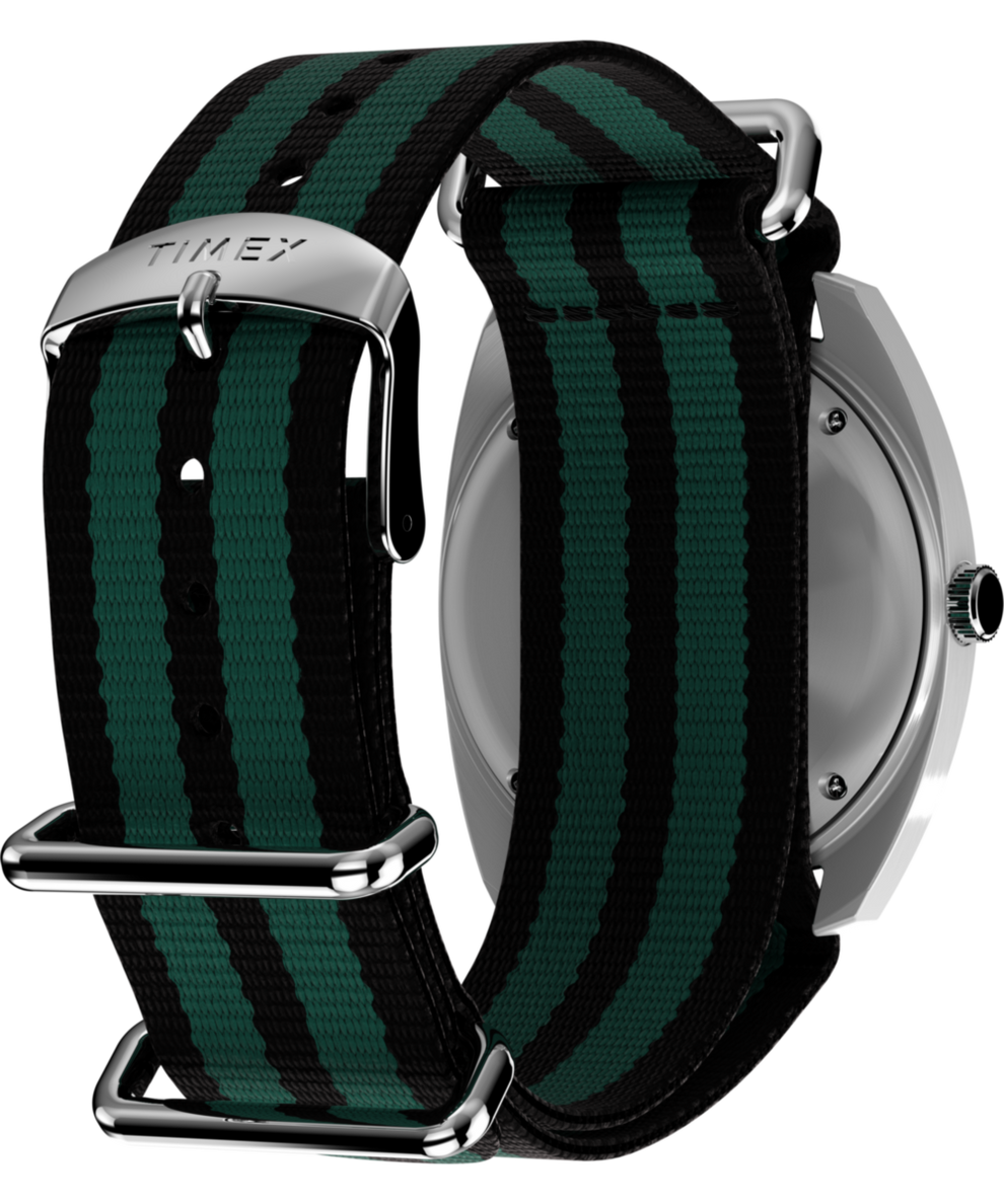 TW2Y34700 Q Timex® 1975 Enigma 37mm Fabric Strap Watch Caseback with Attachment Image