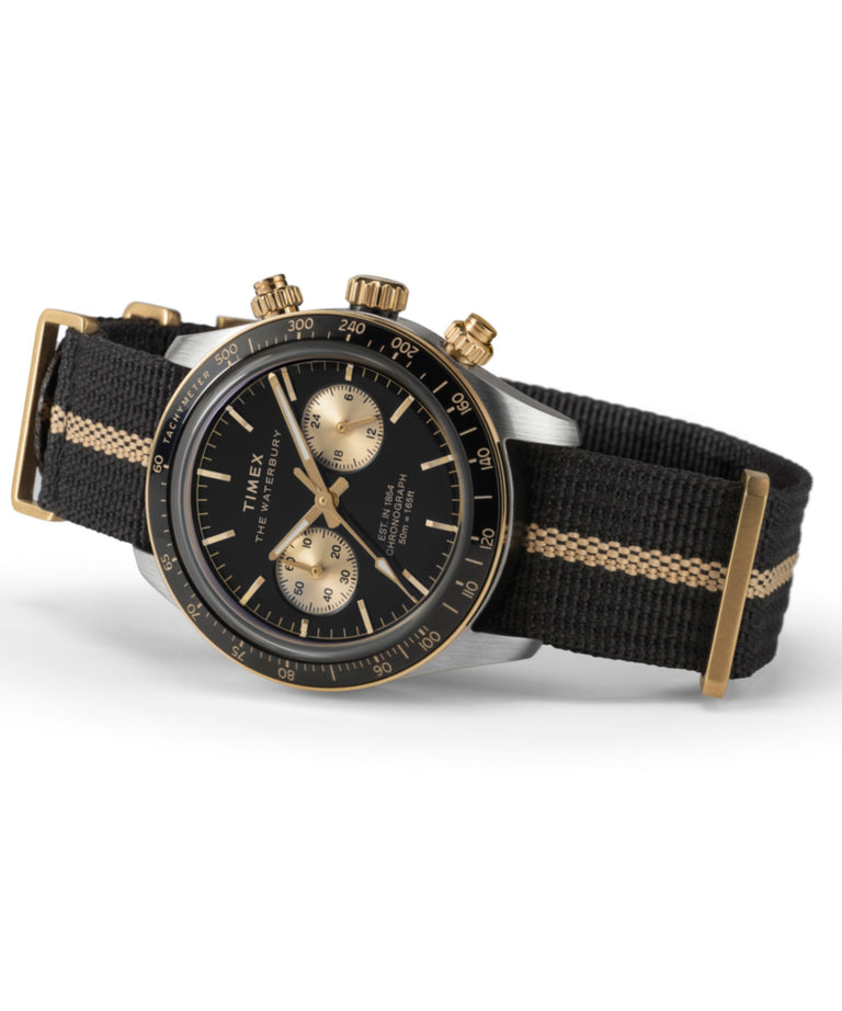 TW2Y35400 Waterbury Heritage Chronograph 39mm Fabric Strap Watch Campaign Key Silhouettes (Beauty shots) Image