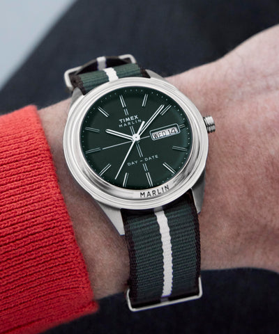 TW2Y37600 Marlin® Quartz 34mm Leather Strap Watch Alt Wrist Shot 1 Image