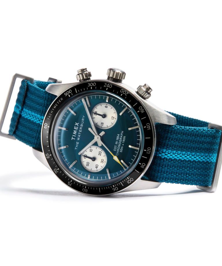 TW2Y39000 Waterbury Heritage Chronograph 39mm Fabric Strap Watch Campaign Key Silhouettes (Beauty shots) Image