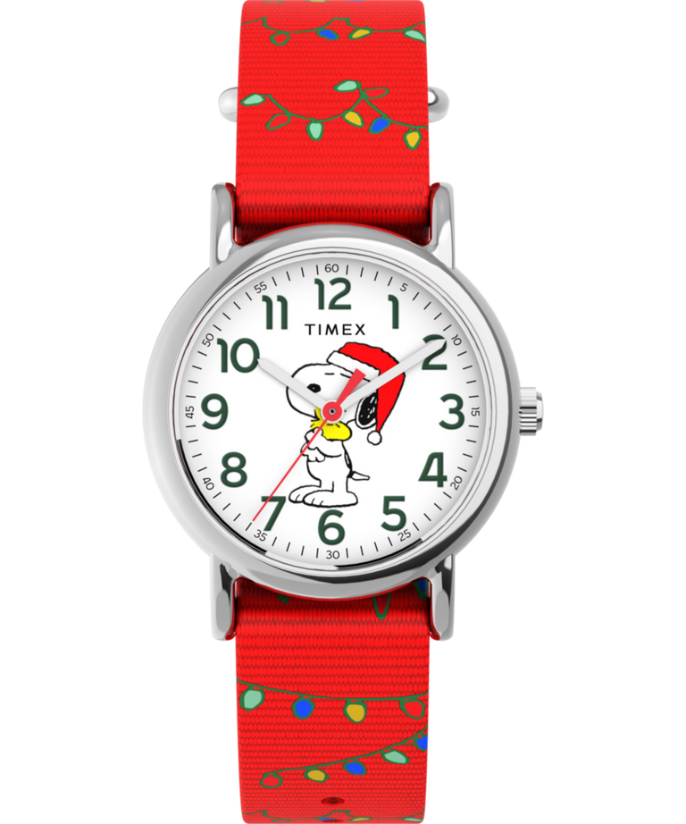 TW2Y39500 Timex x Peanuts® Weekender Snoopy Santa Hat 31mm Fabric Strap Watch Primary Image
