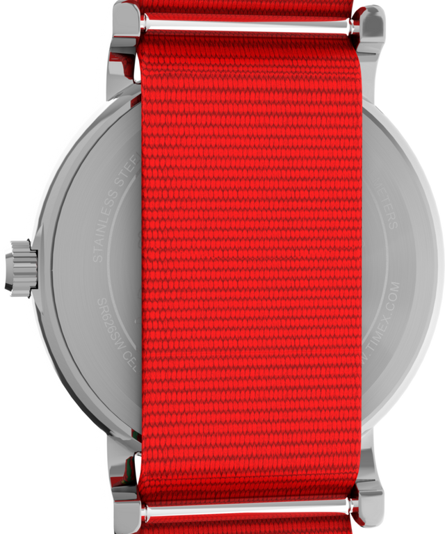 TW2Y39500 Timex x Peanuts® Weekender Snoopy Santa Hat 31mm Fabric Strap Watch Caseback Image