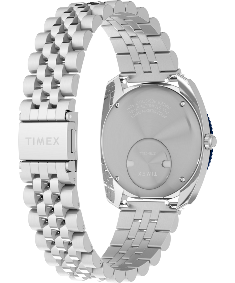 TW2Y44400 Q Timex® 1971 Velocity 36mm Stainless Steel Bracelet Watch Caseback with Attachment Image