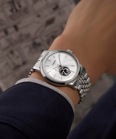 TW2Y45000 Peanuts® x Timex  Marlin® Automatic 75th Anniversary 40mm Stainless Steel Bracelet Watch Alt Wrist Shot 1 Image