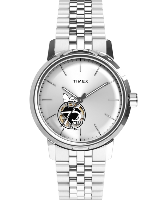 TW2Y45000 Timex x Peanuts® Marlin® Automatic 75th Anniversary 40mm Stainless Steel Bracelet Watch Primary Image