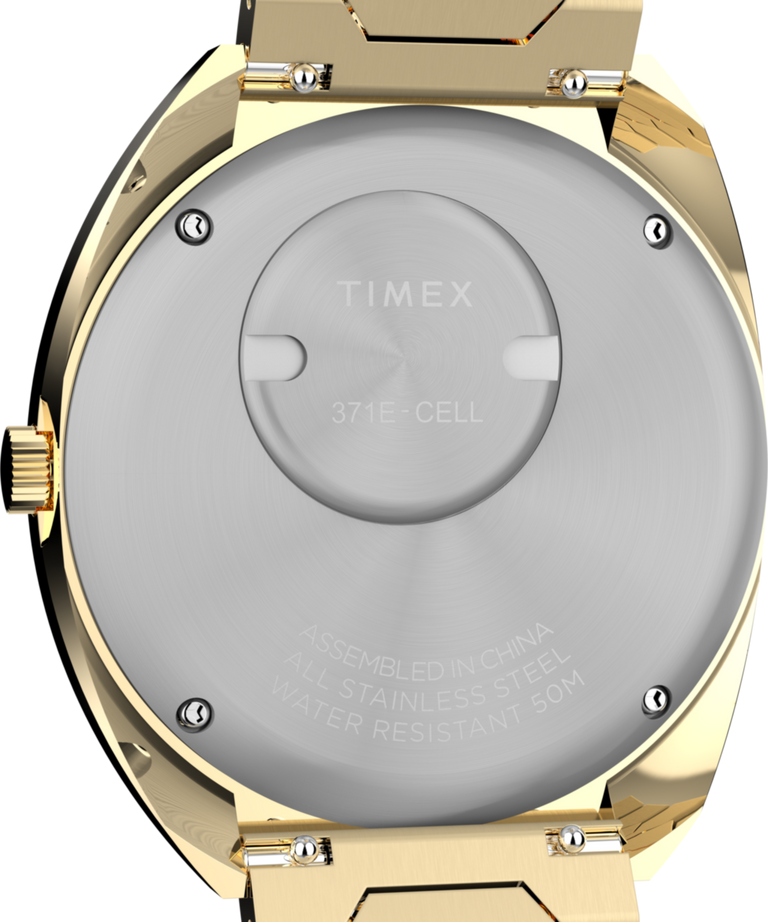 TW2Y45200 Q Timex® 1972 Time Machine Reissue 39mm Stainless Steel Bracelet Watch Caseback Image