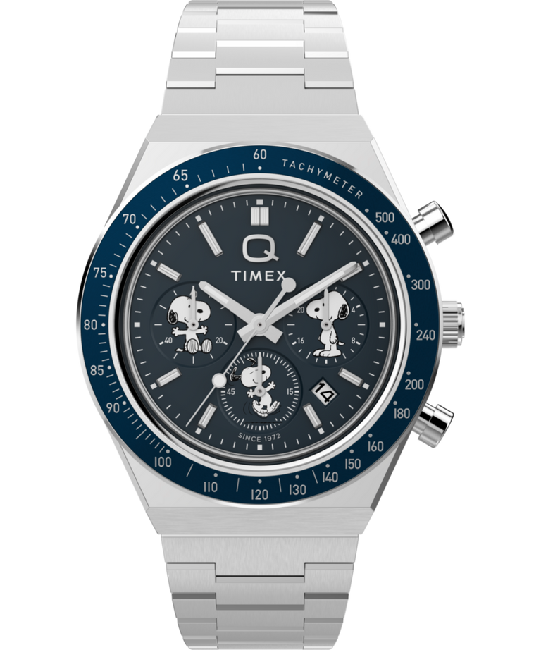 TW2Y45300 Peanuts® x Q Timex Chronograph 40mm Stainless Steel Bracelet Watch  Primary Image