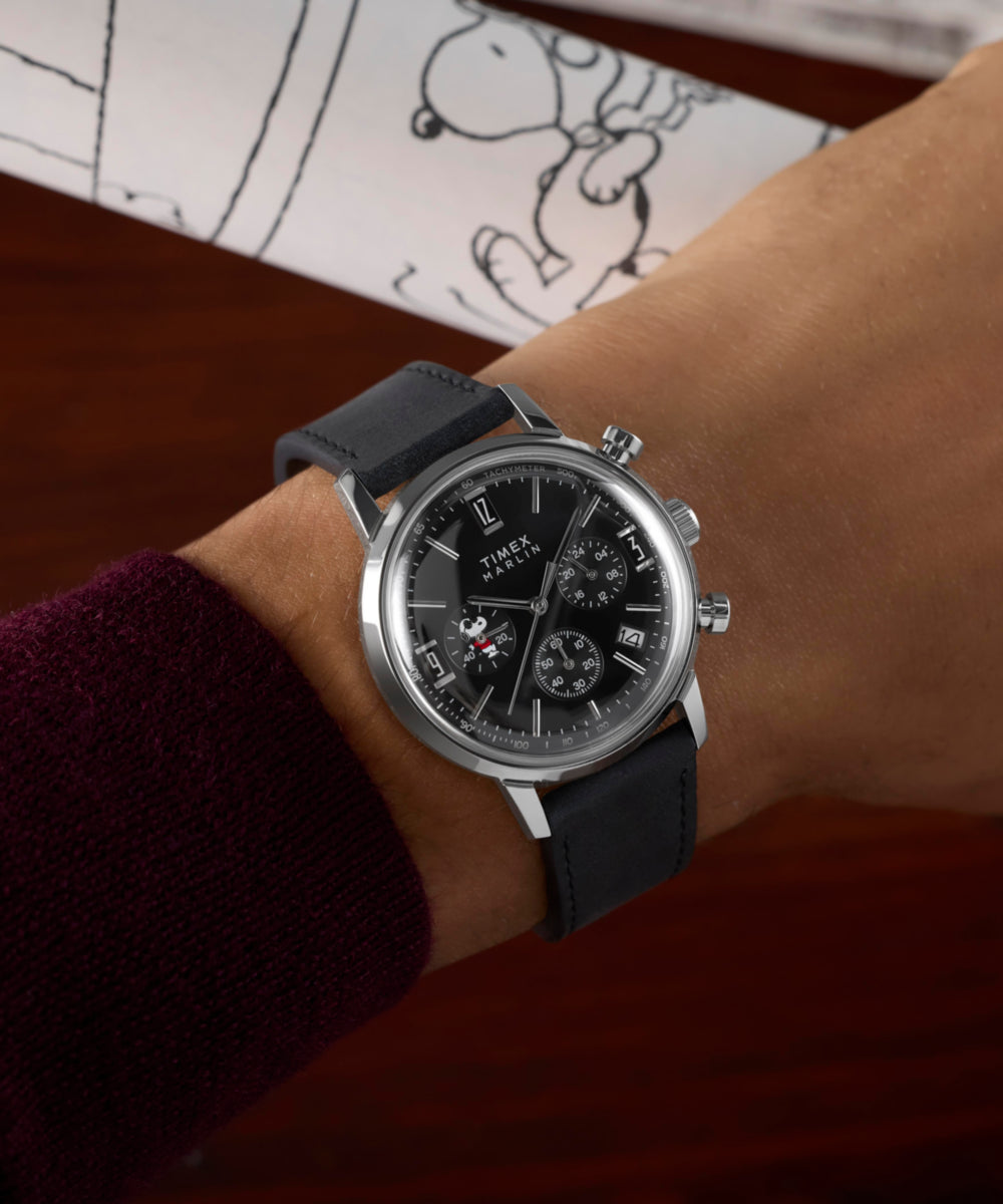 美品　STS-501MN-HSi Limited Edition Peanuts® x Timex Marlin® Chronograph Joe Cool 40mm Leather Strap