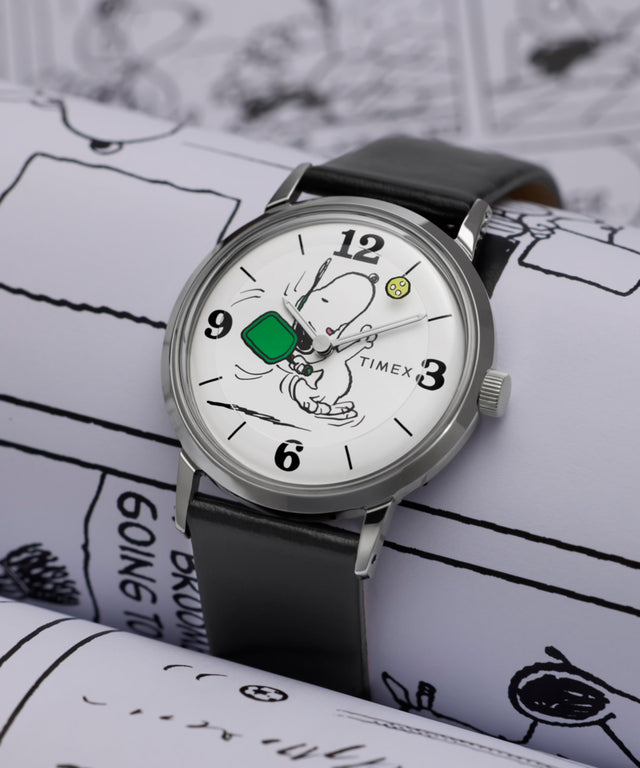 TW2Y50400 Peanuts® x Timex Marlin® Pickleball 38mm Leather Strap Watch Campaign Key Silhouettes (Beauty shots) Image