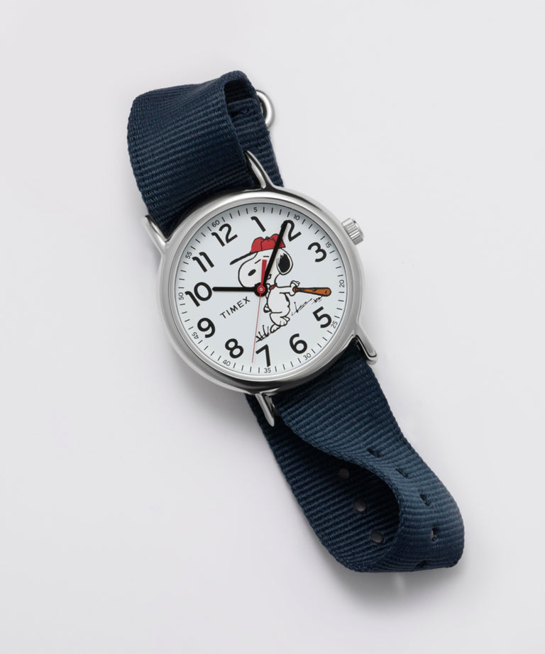 TW2Y51400 Peanuts® x Timex Weekender Baseball 38mm Fabric Strap Watch  Campaign Key Silhouettes (Beauty shots) Image
