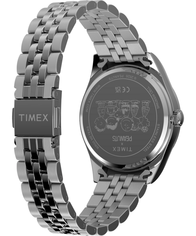 TW2Y52600 Peanuts® x Timex Legacy Snoopy with Flower Dial 36mm Stainless Steel Bracelet Watch   Caseback with Attachment Image