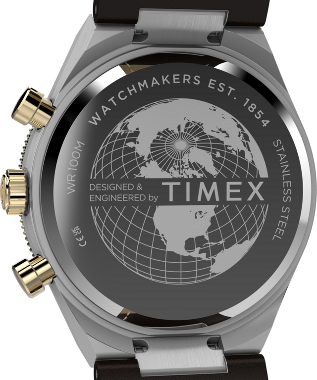 TW2Y56000 Q Timex Continental Chronograph 40mm Leather Strap Watch  Caseback Image