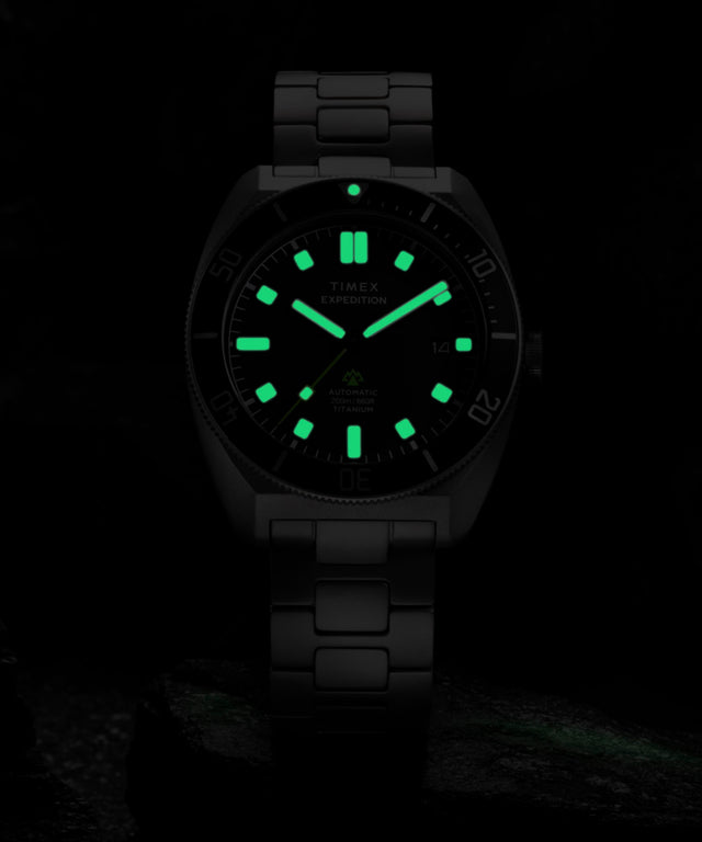 TW2Y63800 Expedition® Pioneer Titanium Automatic 41mm Bracelet Watch Alt Beauty Shot 2