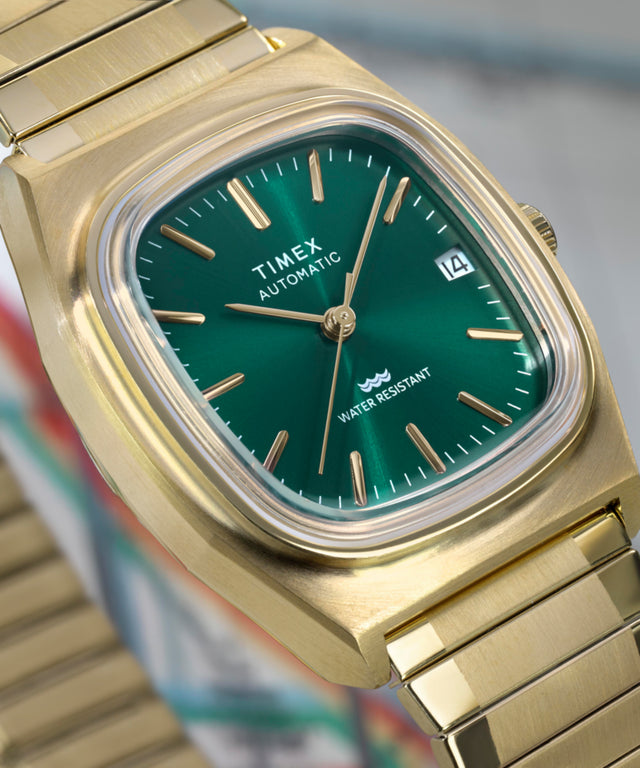 TW2Y67700 Timex® Automatic 1983 E Line 34mm Stainless Steel Expansion Band Watch Campaign Key Silhouettes (Beauty shots) Image