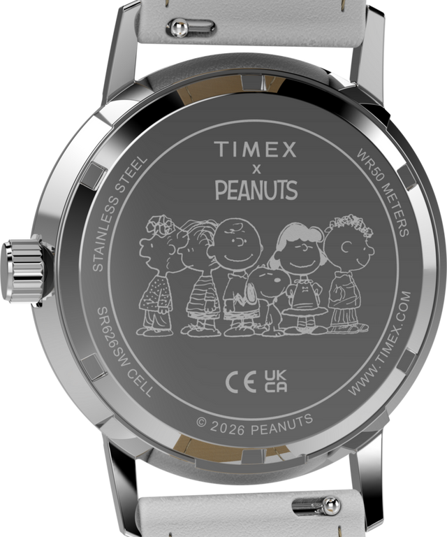TW2Y68800 Peanuts® x Timex Marlin® Flower Dial 38mm Leather Strap Watch  Caseback Image