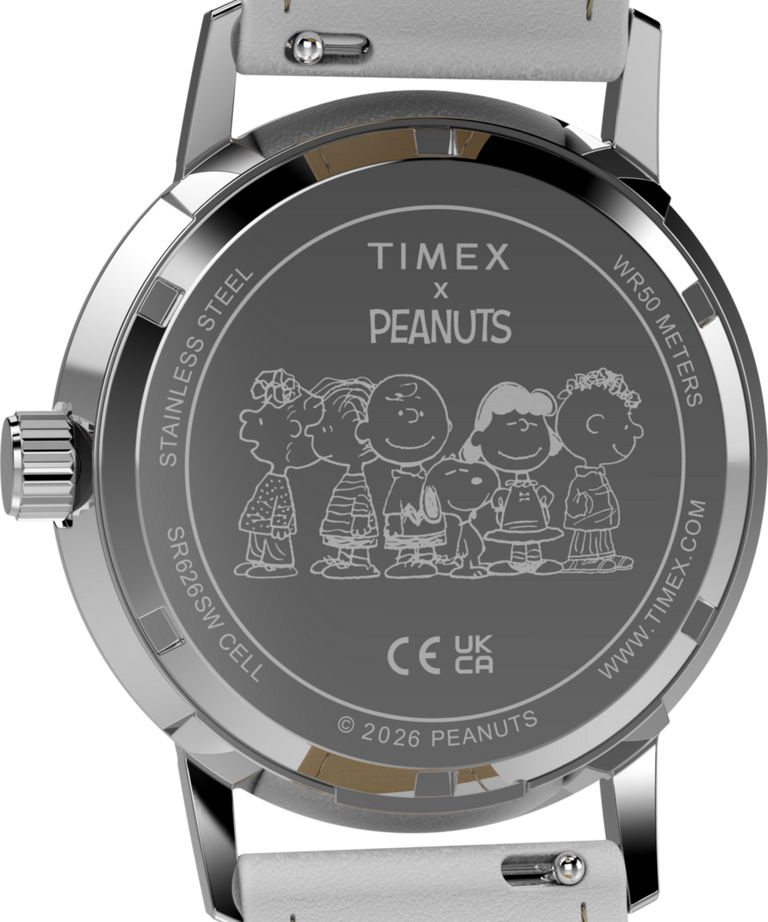 TW2Y68800 Peanuts® x Timex Marlin® Flower Dial 38mm Leather Strap Watch  Caseback Image