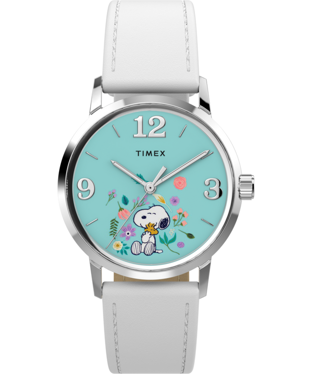 TW2Y68800 Peanuts® x Timex Marlin® Flower Dial 38mm Leather Strap Watch  Primary Image