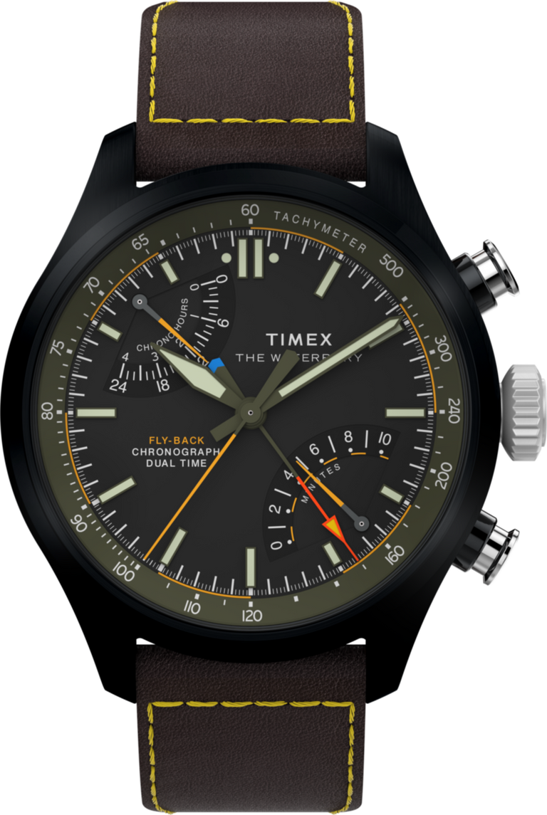 TW2Y70100 Waterbury Ace Fly-Back Chronograph 43mm Leather Strap Watch Primary Image