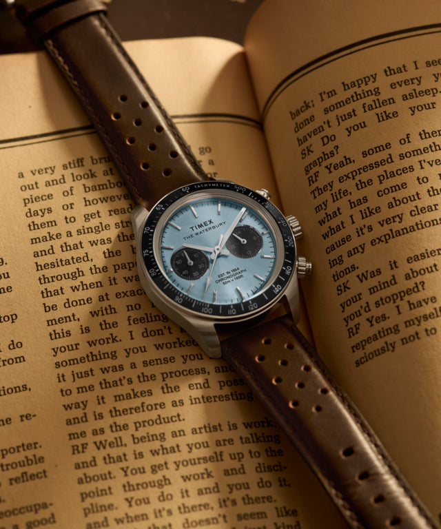 TW2Y70600 Waterbury Heritage Chronograph 39mm Leather Strap Watch  Campaign Key Silhouettes (Beauty shots) Image