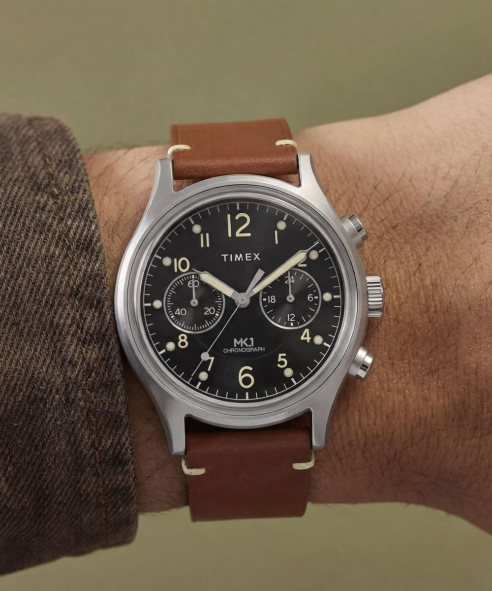 MK1 Chronograph 40mm Leather Strap Watch - TW2Y71100 | Timex UK