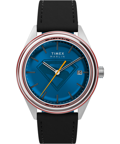 TW2Y71400 Timex x Superman Marlin® Jet Automatic 38mm Leather Strap Watch Primary Image