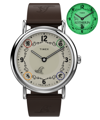 TW2Y76400 Harry Potter x Timex Weekender Slytherin House 38mm Leather Strap Watch Primary Image